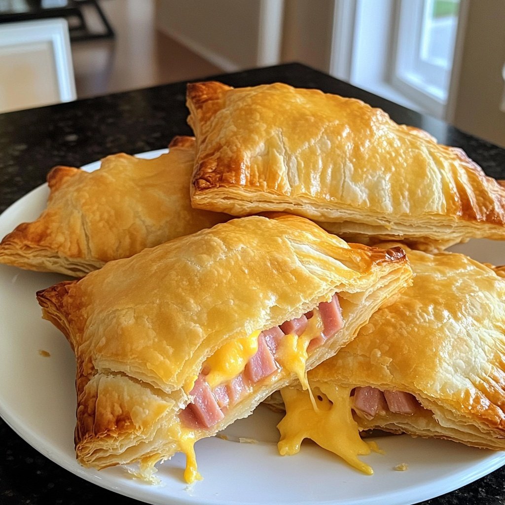 Ham and Cheese Puff Pastry Pockets