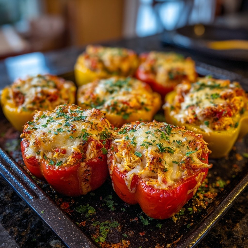 Shredded Chicken Stuffed Bell Peppers