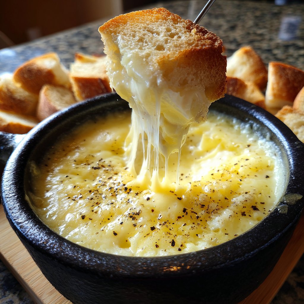 Fondue with Brie and Black Pepper