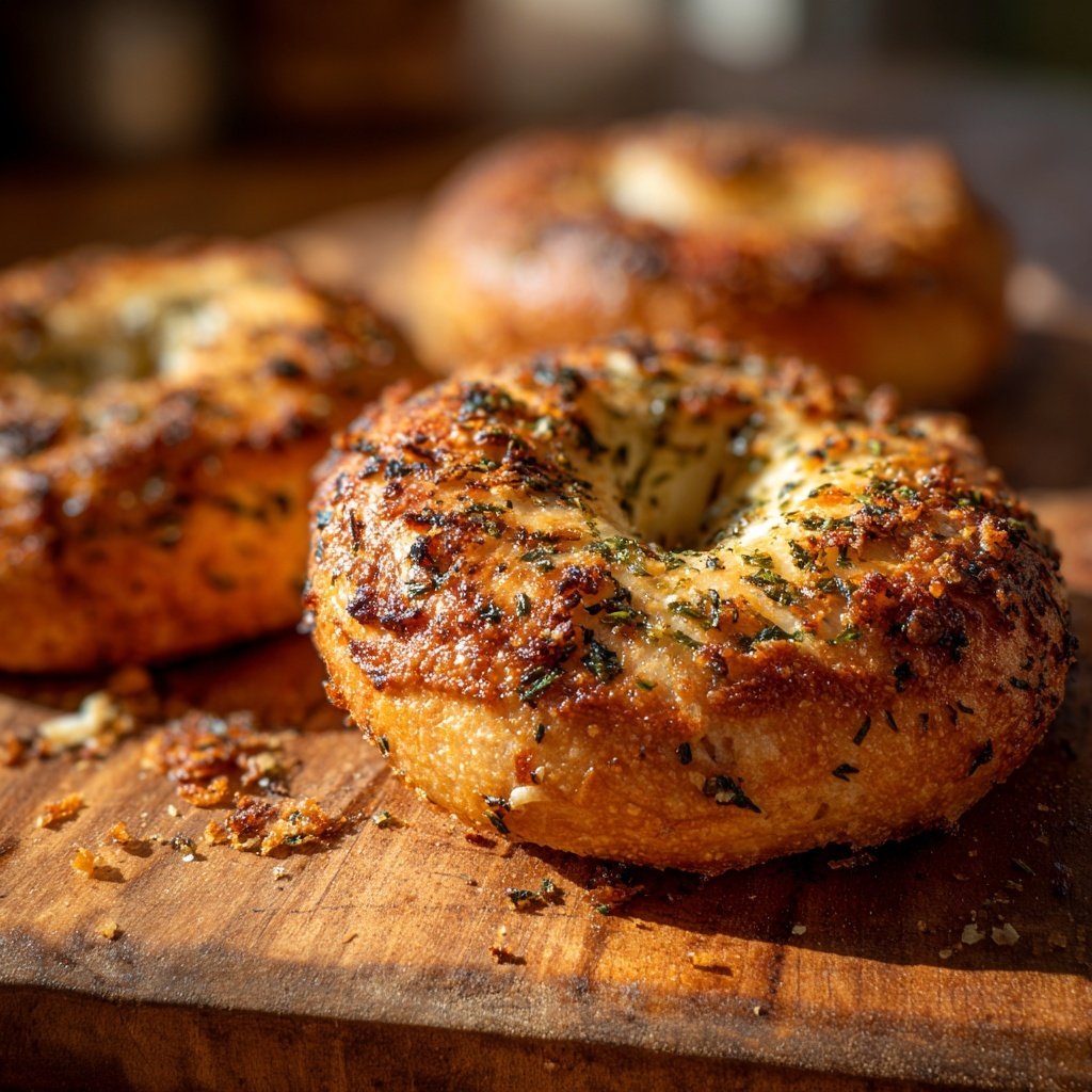 Air Fryer Garlic Herb Bagels