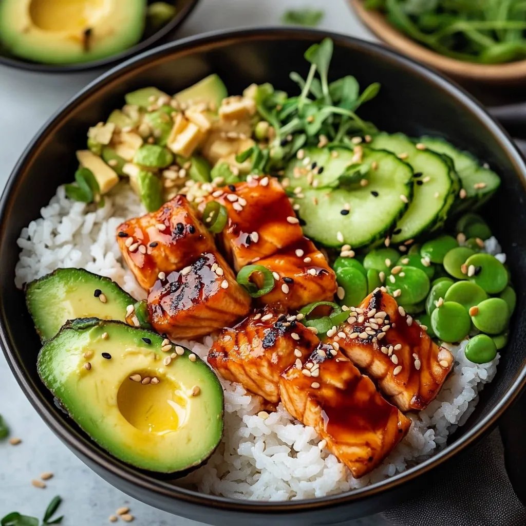 Honey Sriracha Salmon Bowls