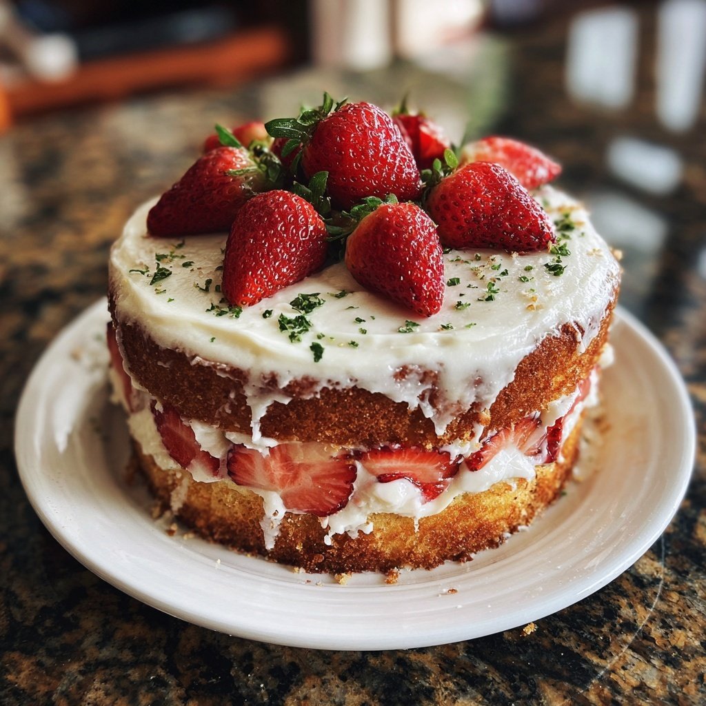 Moist Spring Strawberry Layer Cake